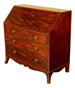 Fine Antique Georgian Mahogany Sheraton Inlaid Secretary Desk Bureau Chest 1780