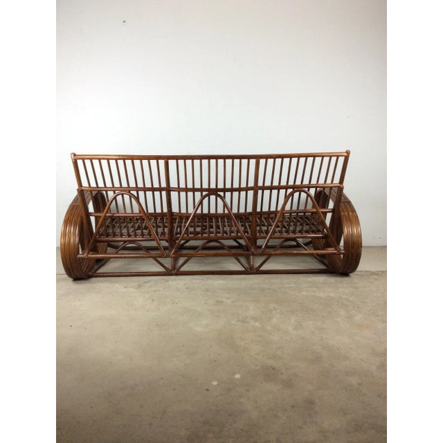 Vintage Rattan Three Seater Sofa Frame For Sale - Image 9 of 12