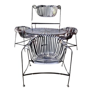 Woodard Mid Century Modern Strap Iron Patio Set of 5 For Sale