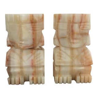Onyx Aztec Men Bookends - a Pair For Sale