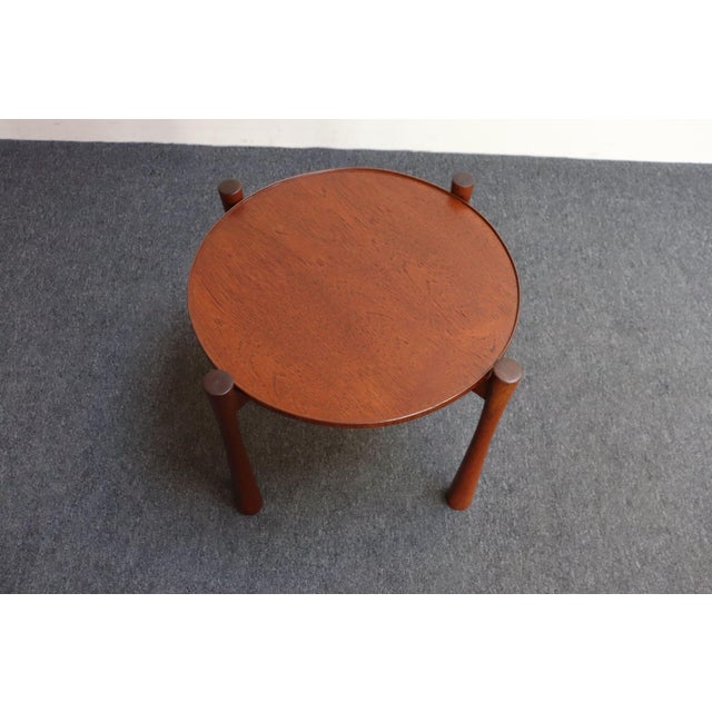 1960s Danish Modern Teak Side Table With Removable Tray Top and Collapsible Base For Sale - Image 5 of 12