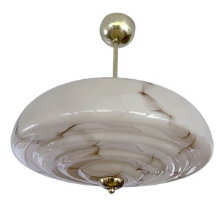 Art Deco Pendant Light in Amber Marble Glass, 1930s For Sale
