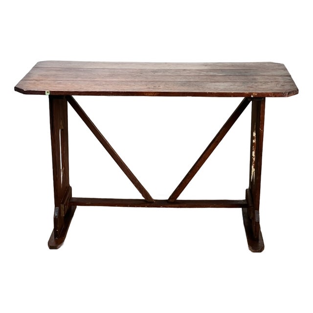 Antique Rustic Italian Fratino Trestle Table C. Late 19th Century For Sale