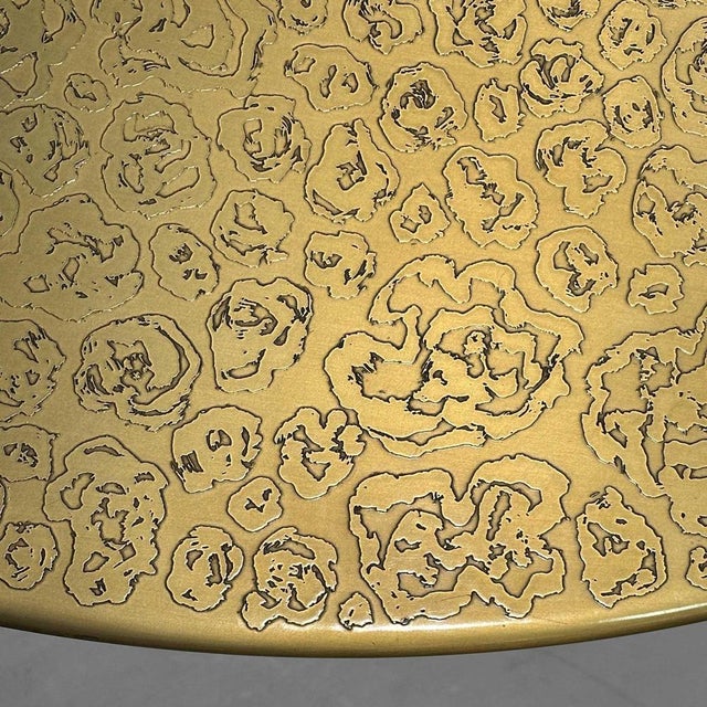 Round Center of Dining Table on Brass with Relief Top, 1970s For Sale - Image 6 of 18