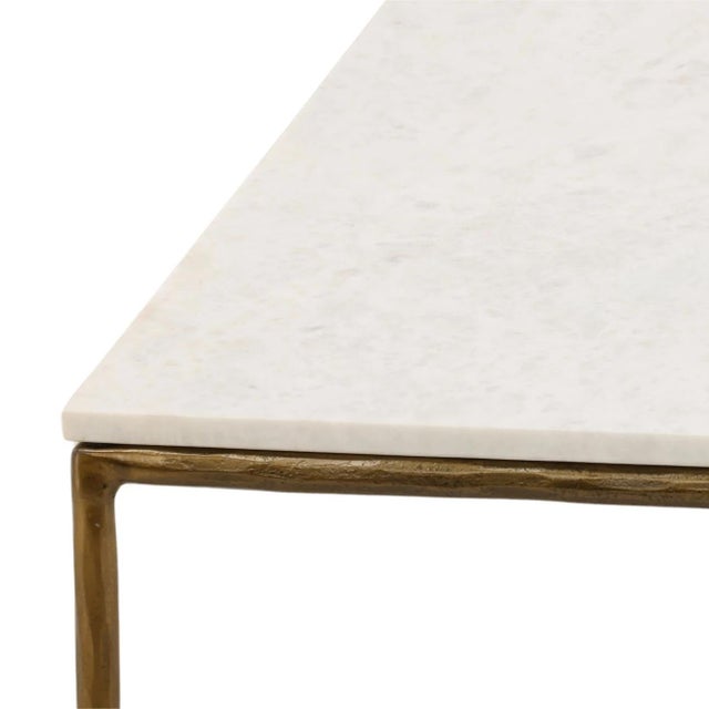 Contemporary Callista Modern White Marble & Brass Coffee Table For Sale - Image 3 of 5