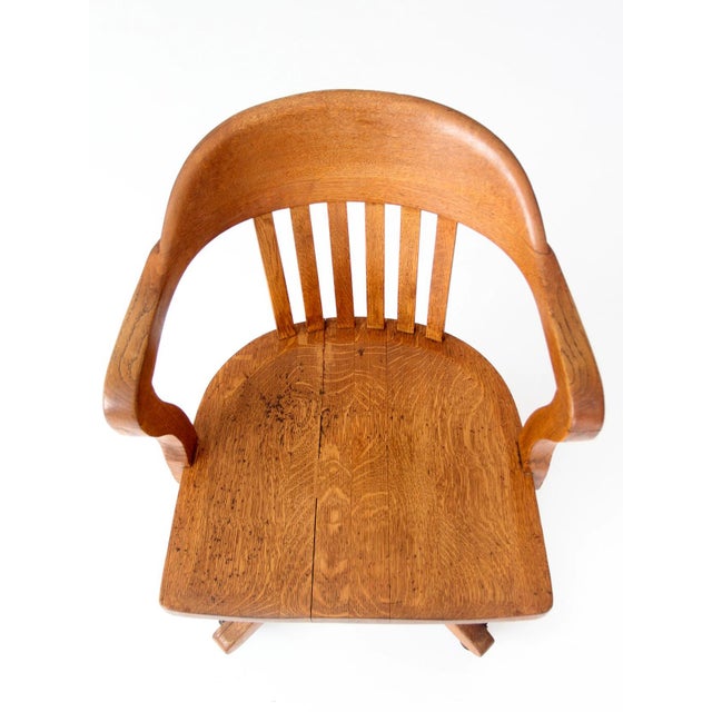 Antique Gunlock Banker's Swivel Desk Chair For Sale - Image 10 of 17