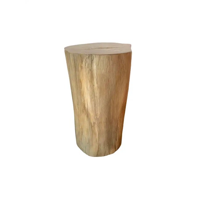Contemporary Tree Trunk Side Table Solid Teak Wood Natural Finish Modern Organic For Sale - Image 3 of 6