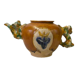Chinese Tri-Color San Cai Glaze Ceramic Foo Dogs Vase Jar Display