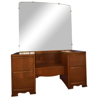 Mid Century Mirrored Vanity and Bench For Sale