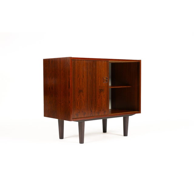 1960s 1960s Danish Modern Mid Century Compact Rosewood Credenza Sideboard — Sliding Doors For Sale - Image 5 of 7