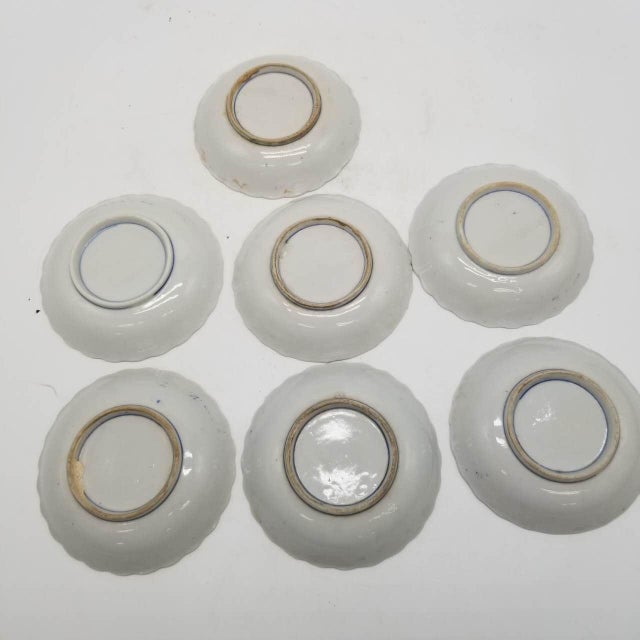 Japanese Late 20th Century Ko-Imari Landscapes – Japanese Vintage Blue and White Mame Plates Set of 7 For Sale - Image 3 of 12