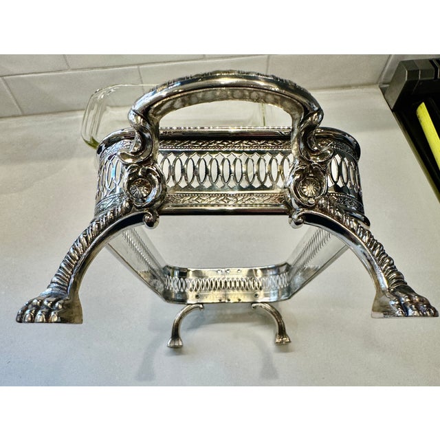 Silver Mid 20th Century Silverplate Footed Casserole / Bread / Dessert Server With Pyrex Insert For Sale - Image 8 of 9