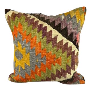 20 x 20 Kilim Pillow Turkish Cushion Natural Aegean Serenity Pillow Cushion Cover For Sale