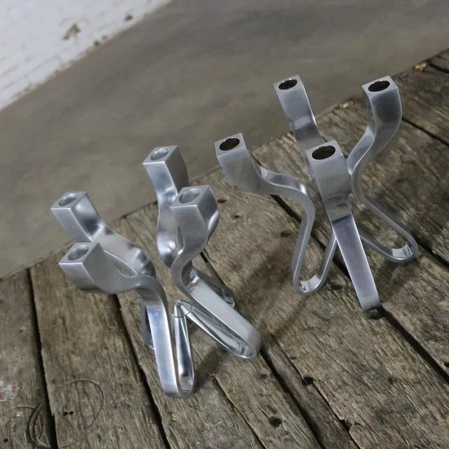 Mid-Century Modern Pair Chorus Candelabra by Karim Rashid for Umbra Die-Cast Zinc For Sale - Image 3 of 11