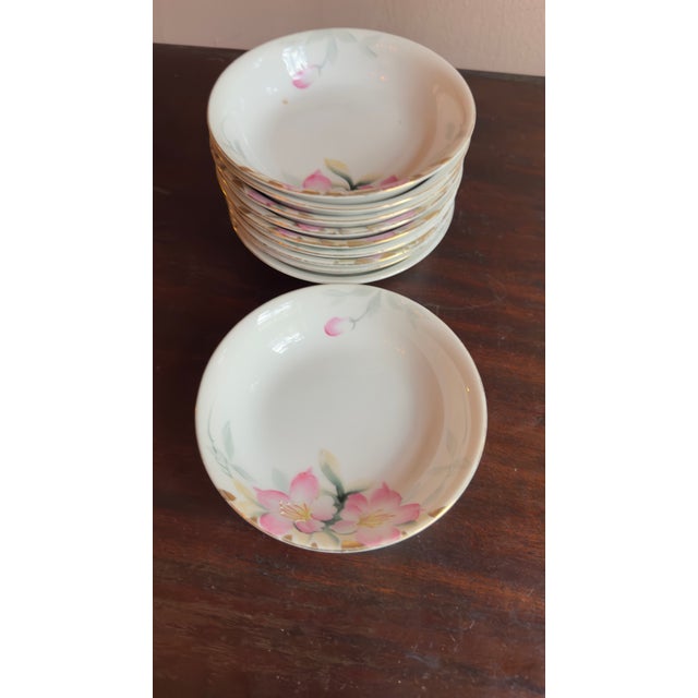 Pink Antique, Early 20th Century Noritake Azalea Porcelain Berry Bowls, Set of Ten For Sale - Image 8 of 12