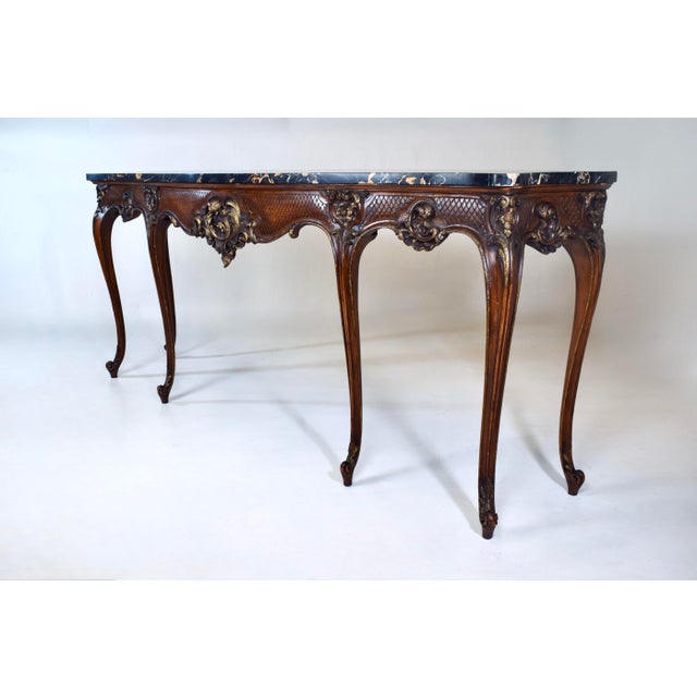 French Monumental Louis XV Style Console Table, Portoro Marble Top, 1920s For Sale - Image 3 of 18