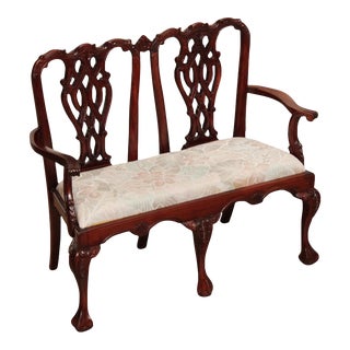Chippendale Style Mahogany Carved Children's or Doll Settee For Sale