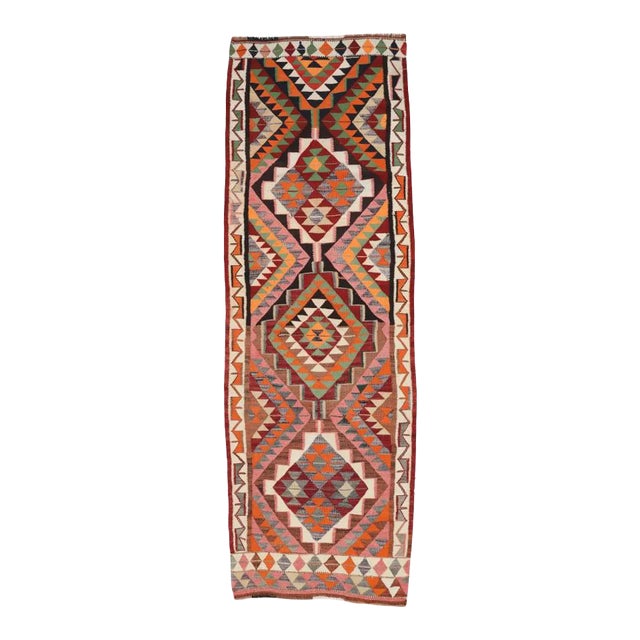 Mid 20th Century Colorful Vintage Kilim Runner For Sale