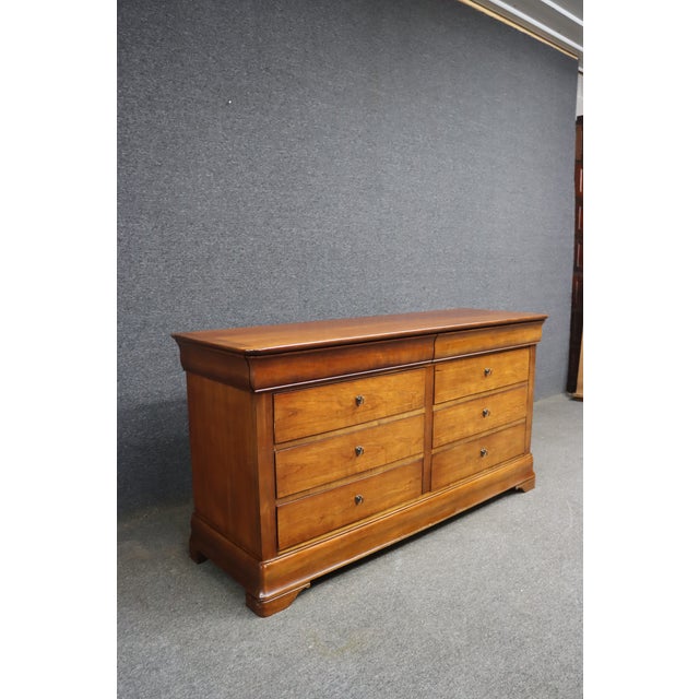 French Country National Mt. Airy Louis Philippe Style Cherry Double Dresser For Sale - Image 3 of 10