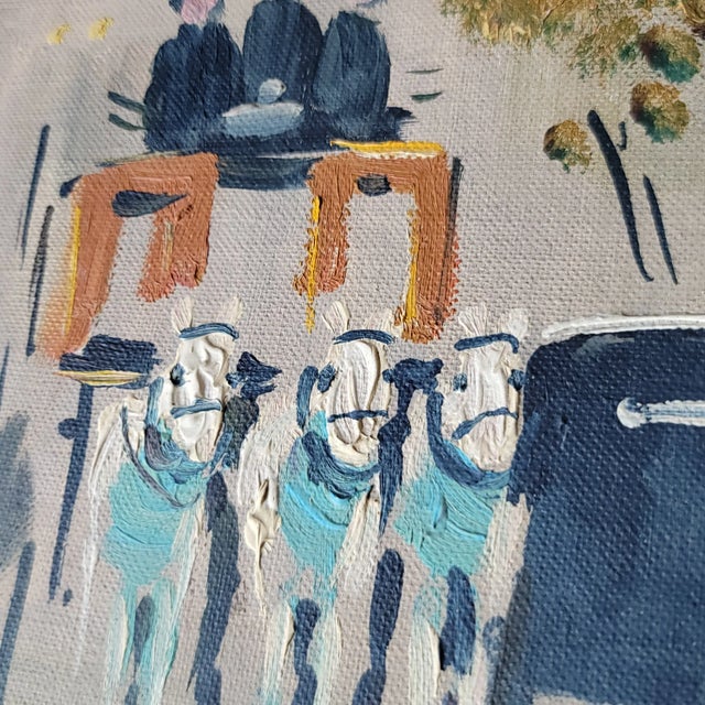 Mid 20th Century Vintage Mid Century Modern French Cityscape Oil Painting on Board Framed Signed For Sale - Image 5 of 9