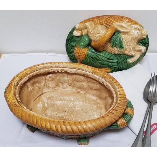 Farmhouse Zoomorphic Casserole Dish with Rabbit and Duck, 1930s For Sale - Image 3 of 11