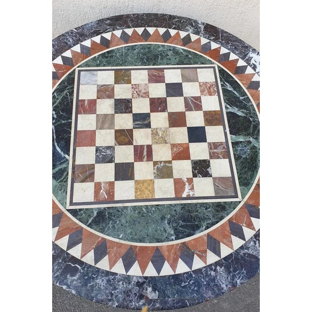 Stone Marble Pedestal Table with Marquetry Tray, 1800s For Sale - Image 7 of 11