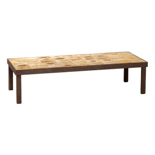 Ceramic Coffee Table with Herbarium Motif from Roger Capron, 1950s For Sale