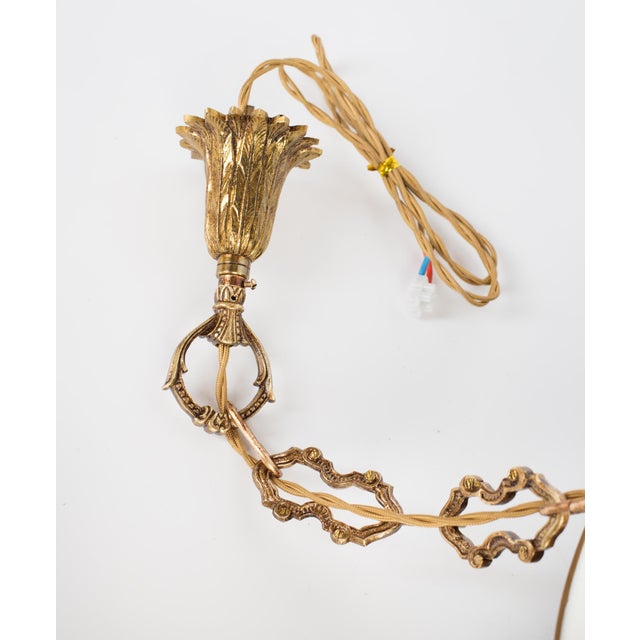 1960s Spanish Louis XVI Style Hunter Green Bouillotte 6-Light Chandelier For Sale - Image 16 of 16