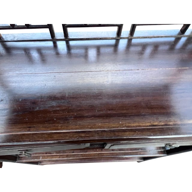 1990s 1990s Chinese Chippendale Rosewood Étagères With Fretwork a Pair For Sale - Image 5 of 17