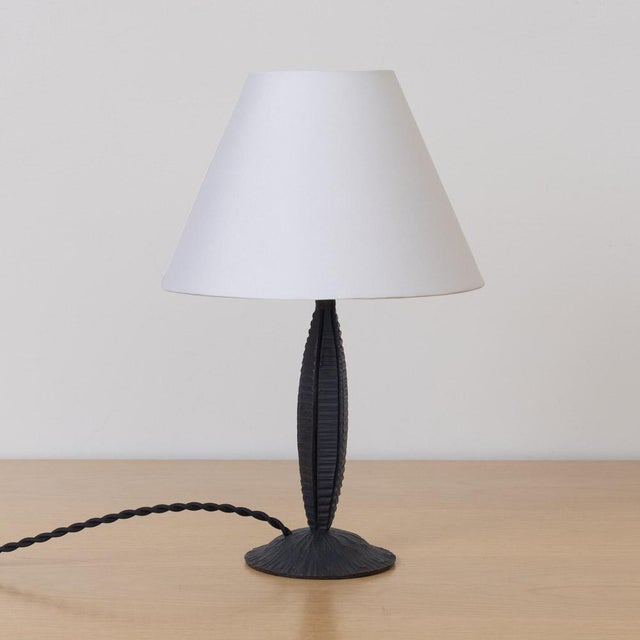 Art Nouveau 1920s Petite French Art Nouveau Iron Table Lamp For Sale - Image 3 of 11