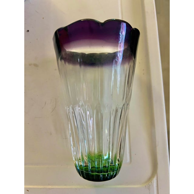 Anthropologie Vintage Hand Blown Scalloped Purple Saintpaulia Glass by Anthropologie For Sale - Image 4 of 7
