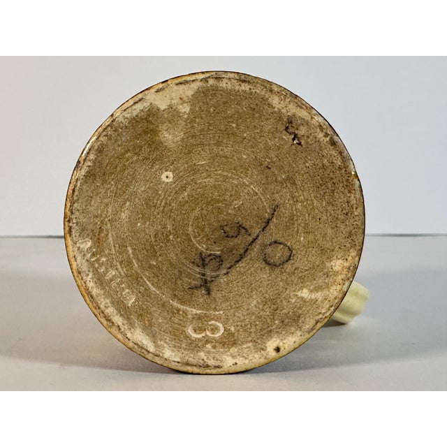 Cream Antique Child's Mochaware Mug: Checkerboard Yellowware, Austrian 19th Century For Sale - Image 8 of 10