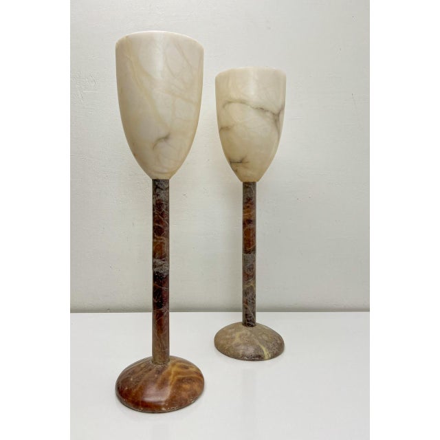Mid-Century Modern Large Mid-Century Alabaster Table Lamps, 1970s, Set of 2 For Sale - Image 3 of 7