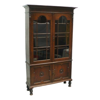Antique Display Bookcase in Dark Nutwood, England, 1890s For Sale