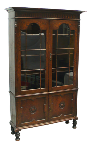Antique Display Bookcase in Dark Nutwood, England, 1890s