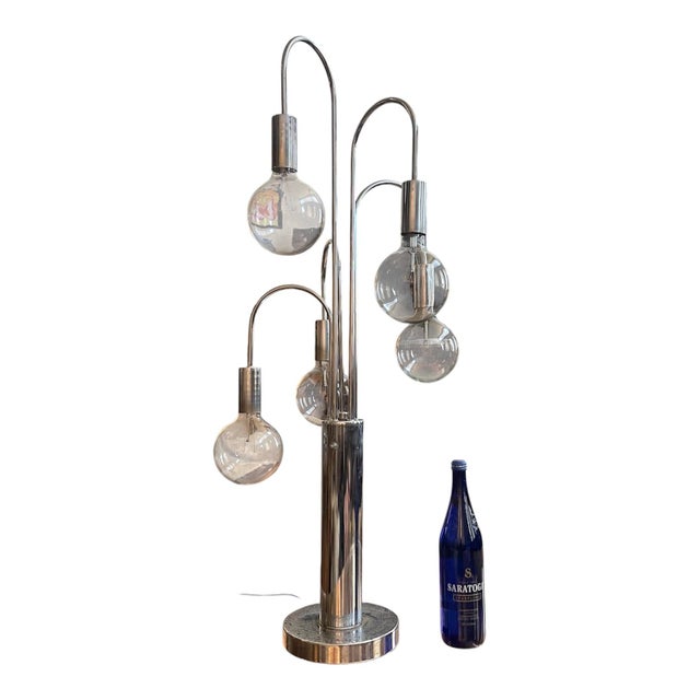 Mid-Century Modern 1970s Cascading Chrome Waterfall LargeTable Lamp Attributed to Sonneman For Sale - Image 3 of 8