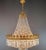 Metal Antique Art Nouveau Low Oval Plafonnier Crystal Chandelier Brass For Sale - Image 7 of 15