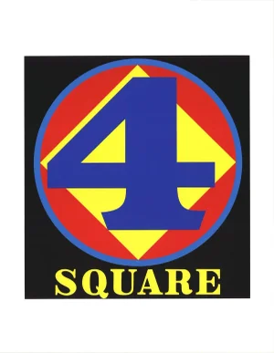 1997 Robert Indiana 'Polygon: Square (Number Four)' Pop Art Blue, Yellow, Red, Black USA Serigraph