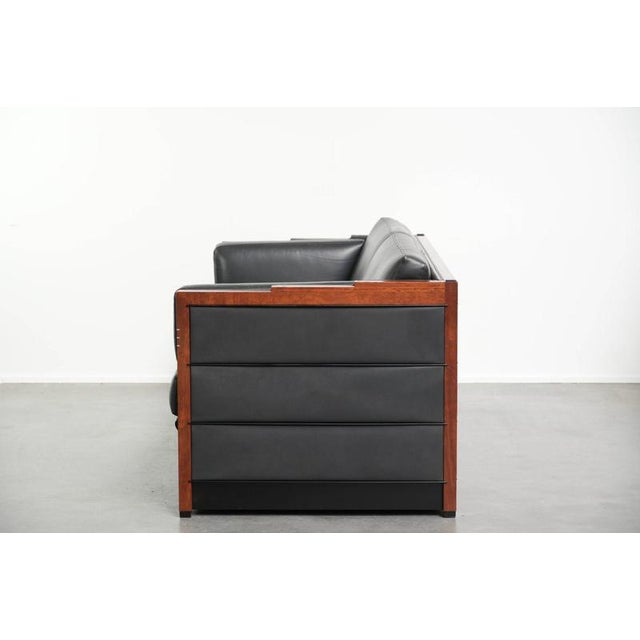 Art Deco Black Cowhide Leather and Wood 3-Seater Sofas from Schuitema, Set of 2 For Sale - Image 5 of 18