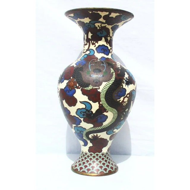 Massive Japanese Enamel Vase Late 19th Century For Sale - Image 13 of 13