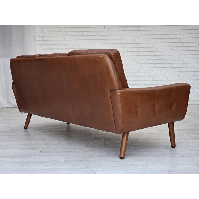 Danish 3-Seater Sofa in Brown Leather, 1970s For Sale - Image 14 of 18