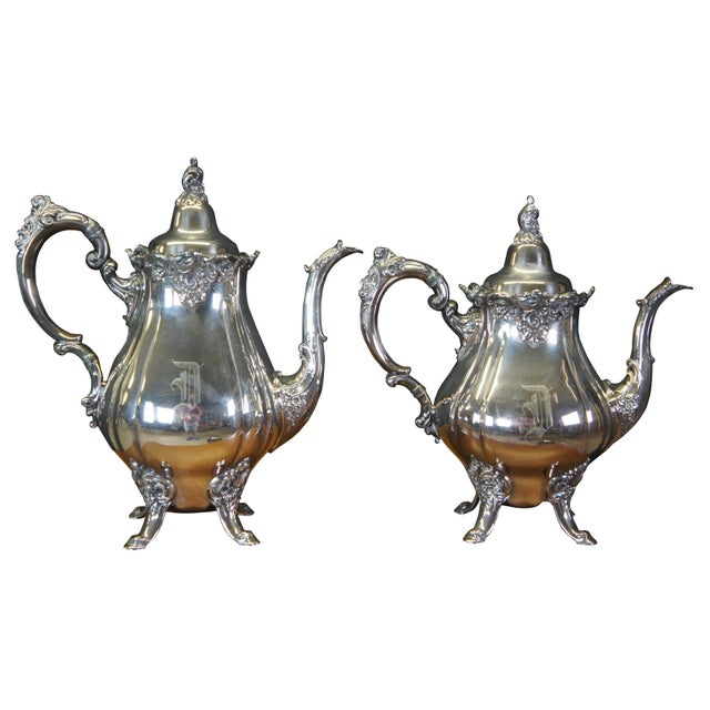 1940s Wallace Baroque Silverplate Coffee Tea Service Set 6 Pieces