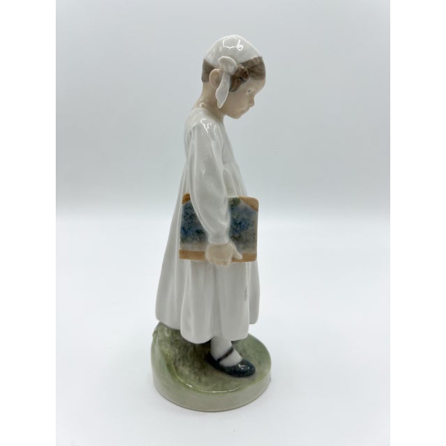 Figurative 1960s Royal Copenhagen Porcelain Figurine Girl With Book For Sale - Image 3 of 6