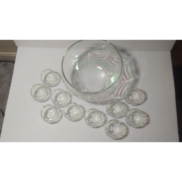 1960s Iridescent Punch Bowl & 10 Cups For Sale - Image 4 of 9