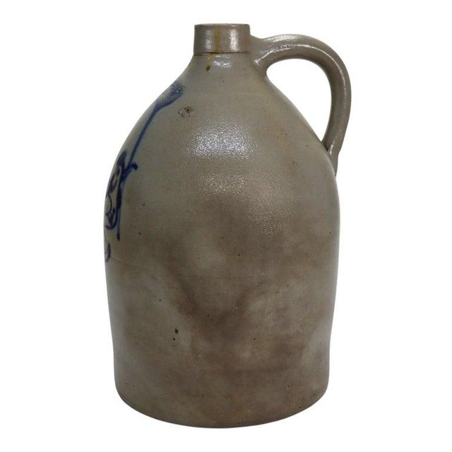 West Troy Pottery Salt Glazed Stoneware Jug With Bird Signed C1870 For Sale - Image 6 of 12
