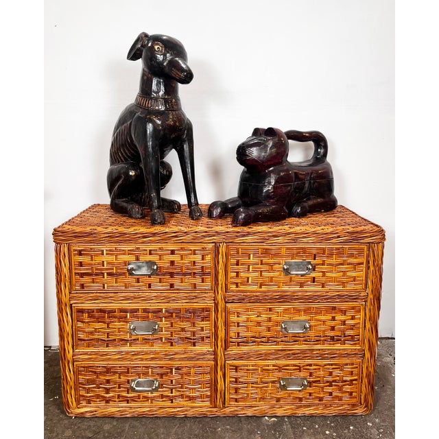 Folk Art Vintage Large Carved Wood Cat Statue For Sale - Image 3 of 10