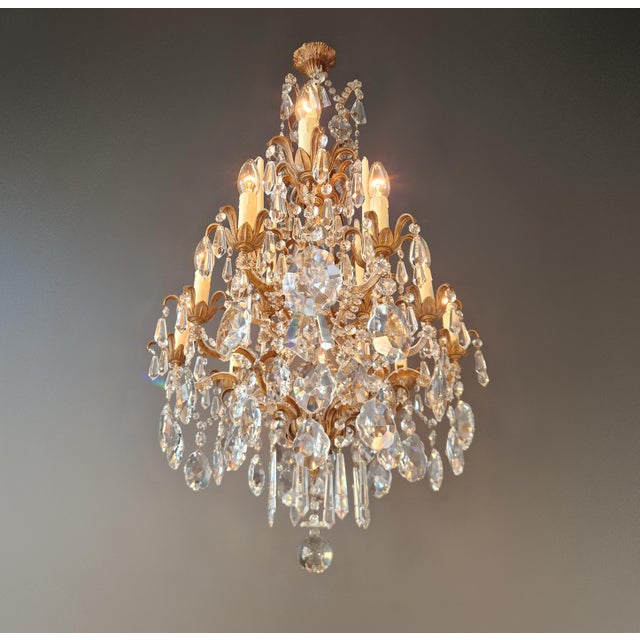 Oval Italian Baroque Revival Crystal Chandelier Rococo Style Dining Room Ceiling For Sale - Image 10 of 17