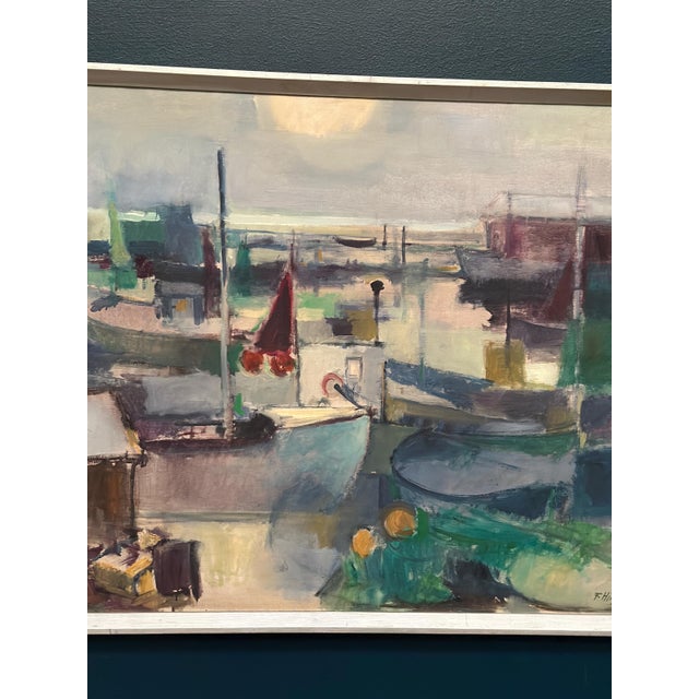 Finn Hillerup, Port, 1960s, Oil Painting on Canvas, Framed For Sale - Image 4 of 18