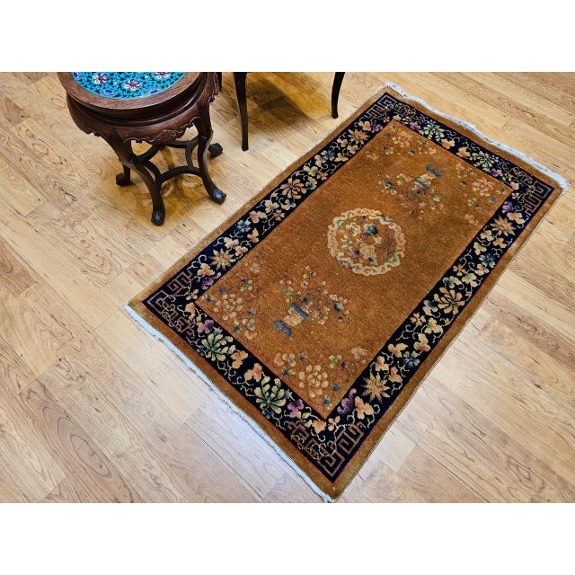 Textile Vintage Chinese Art Deco Area Rug, Hand-Knotted Wool, 1920s, 3' x 5' For Sale - Image 7 of 15