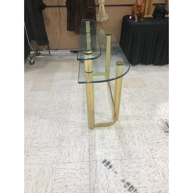 1970s Glass Top & Brass Consol For Sale In Atlanta - Image 6 of 7